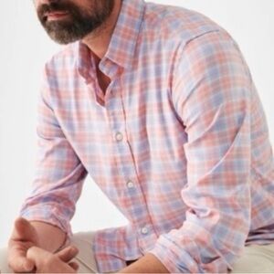 Faherty The Movement Shirt In Vista Point Plaid Pink /Blue Plaid Men's M